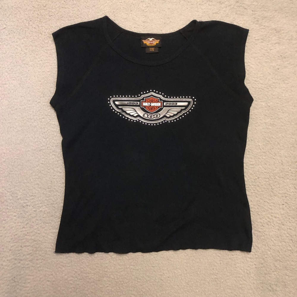 VTG Harley Davidson 100th Anniversary Sleeveless Graphic T-Shirt Black L